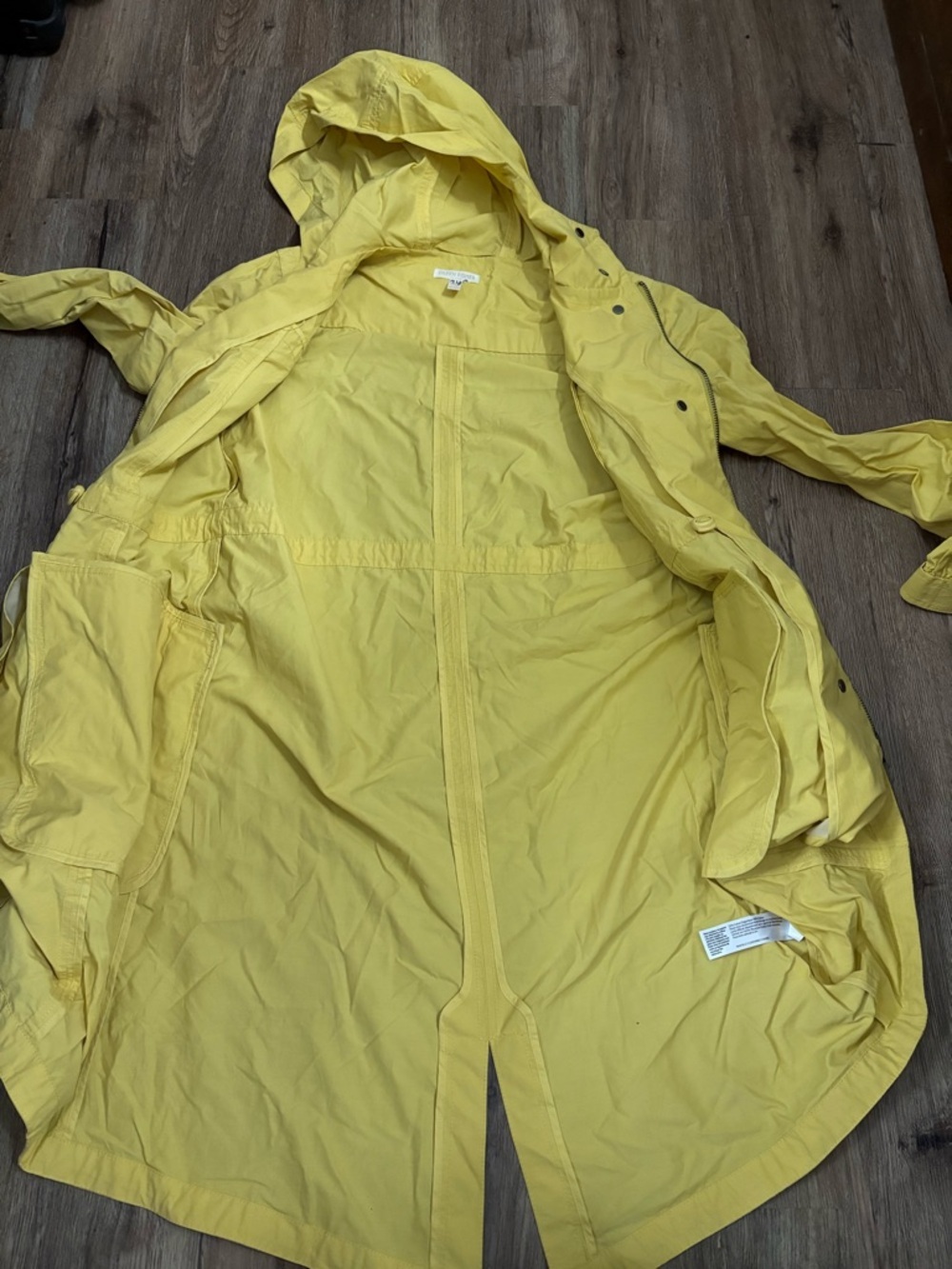 Eileen Fisher Long Anorak Windbreaker Jacket Women’s Petite S Yellow Zip Up Prep - Picture 7 of 14